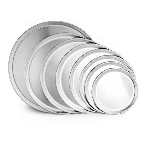 New Star Foodservice Restaurant-Grade Aluminum Pizza Pan, Baking Tray, Coupe Style, 18 Inch, Pack of 6