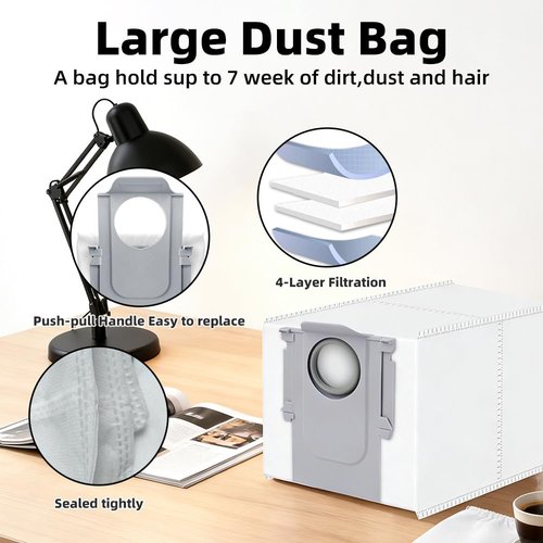 Saros 10R Accessories Kit Replacement Compatible with Roborock Saros 10R/Qrevo CurvX Robot Vacuum, 2 Pairs Main Brush, 4 Mop Pads, 6 Side Brushes, 4 HEPA Filters,6 Dust Bag, 1 Cleaning Tool