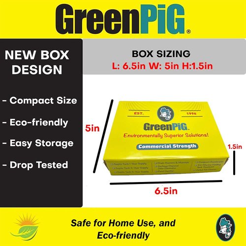 Green Pig Septic Tank Treatment Pucks – Enzyme & Bacteria-Based Treatment for Preventative Septic Maintenance, Helps Reduce Odors & Buildup, 1-Year Supply (6 Pucks)