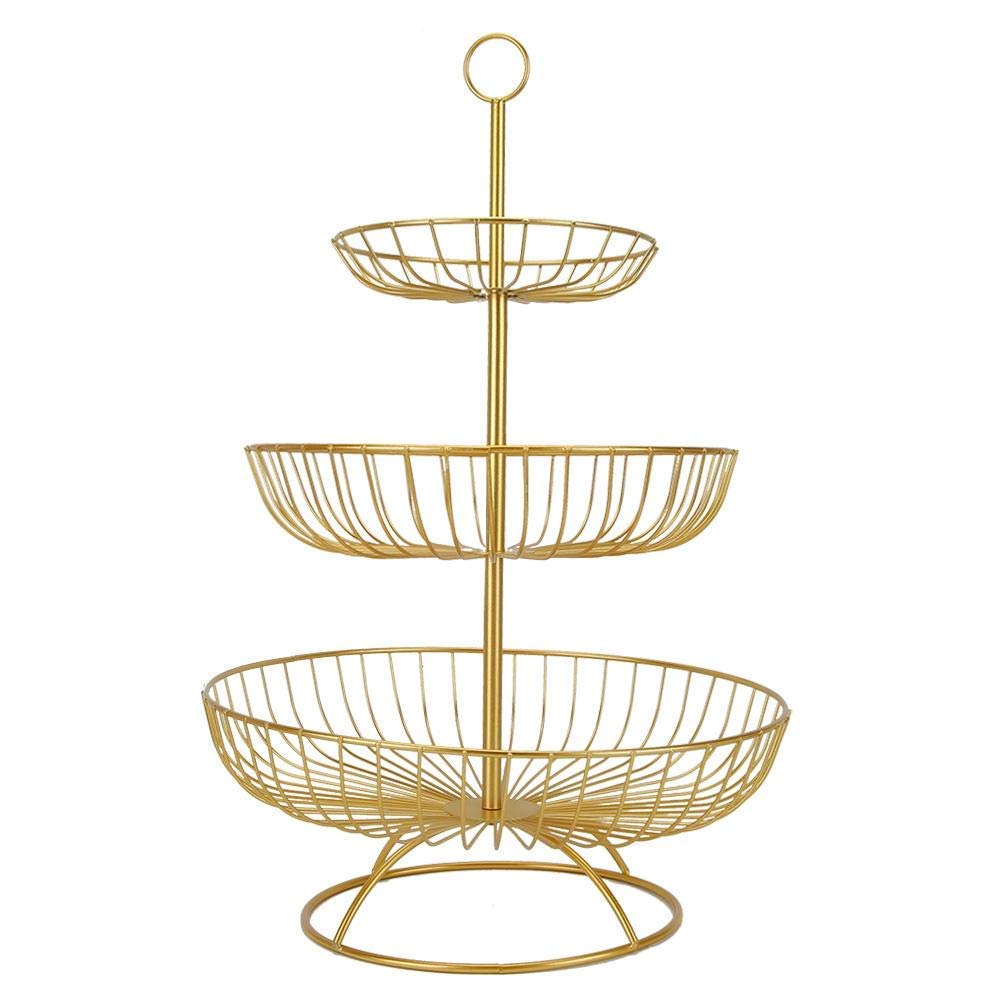 3-Tier Countertop Fruit Basket Bowl Storage Decorative Tabletop Bowl Stand Rust Proof Iron Fruit Basket Stand(2 #)