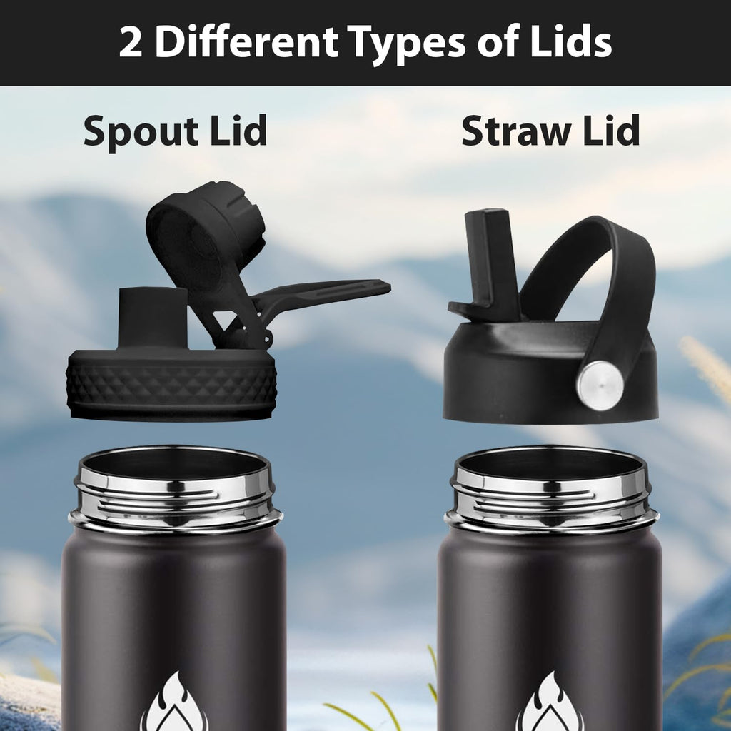 SENDESTAR Insulated Water Bottle - 24 Oz Double Wall Vacuum Stainless Steel | Keeps Drinks Hot or Cold (Black)