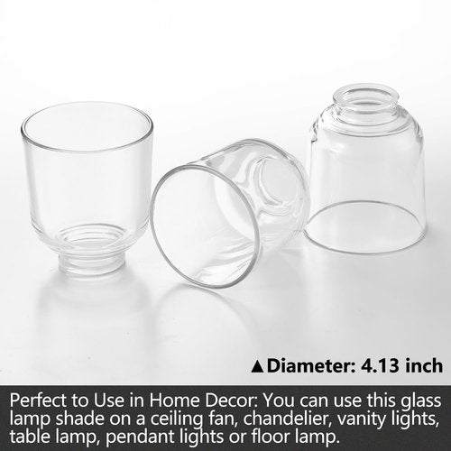 Modern Clear Glass Lampshade 4 Pack，2-1/8" Fitter, 4-5/8" Diameter ，4-1/2" Height, Replacement Lampshades For Ceiling Fans With Lights，For Living Room Bedroom Kitchen (Clear Glass(B))