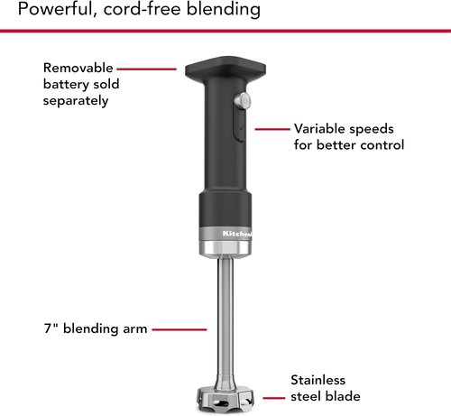 KitchenAid Go™ Cordless Hand Blender - Convenient & Portable Design | Black Matte Finish