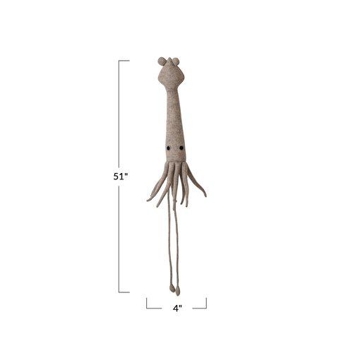 Creative Co-Op Handmade Wool Felt Squid Wall Hanging, Grey and Black