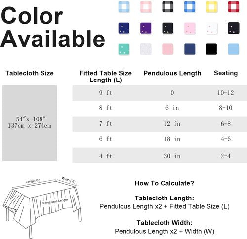 Blue Checkered Tablecloths by [Brand Name] - Disposable Waterproof Plastic | 54 x 108 Inch for Parties & Picnics