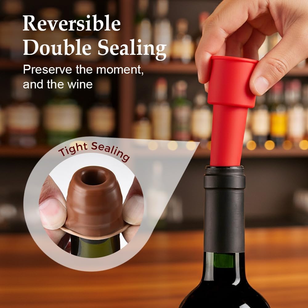Silicone Wine Stopper for Wine Bottles, 2025 New Wine Stoppers for Wine Bottles, Seal Bottle Cover for Beer Champagne, Glass Bottle Sealer Covers Wine Stoppers for Home Use (8, No Handle)
