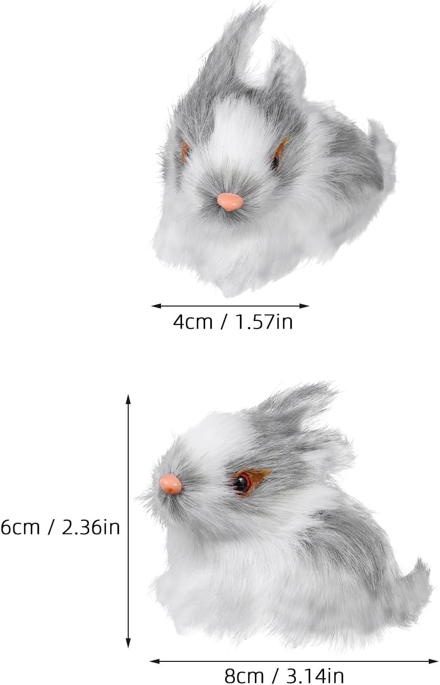 VICASKY Realistic Mini Easter Rabbit Figurines - 4pcs Lifelike Furry Bunny Decorations for Baskets & Parties