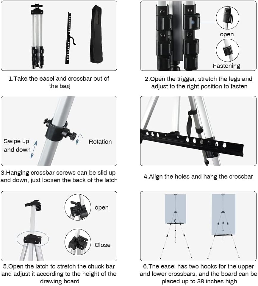 RRFTOK Art Easel Stand - Adjustable 17 to 66 Inch Aluminum Tripod for Painting & Display | Portable with Carry Bag