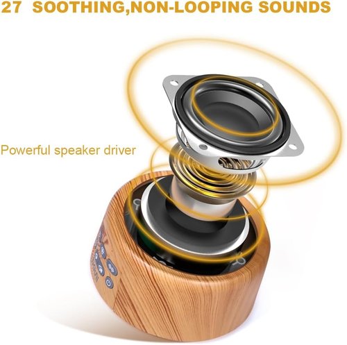 Douni Sleep Sound Machine - White Noise Therapy with 27 Soothing Sounds | Timer Settings & Wood Grain Finish