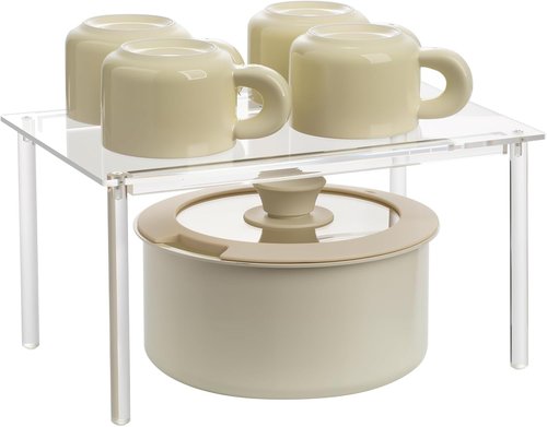 HENABLE Acrylic Cabinet Organizer - Clear Spice Rack for Kitchen & Bathroom | Versatile Countertop Storage
