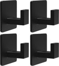 VAEHOLD Heavy Duty Adhesive Towel Hooks - 4 Pack Aluminum Wall Hooks for Kitchen & Bathroom (Black)