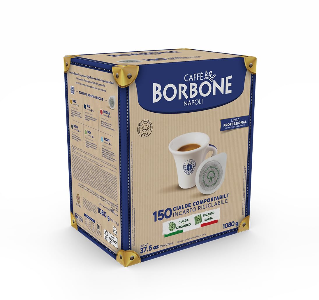 Caffè Borbone Espresso Pods, Miscela Blu, Blue Blend, Dark Roast ESE Pods - 150 Count