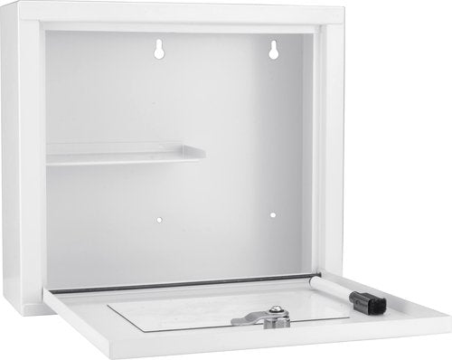 Barska Key Lock Wall Mount Small Security Magnet Erase Pad, Shelf, Stickers Medical Cabinet, White