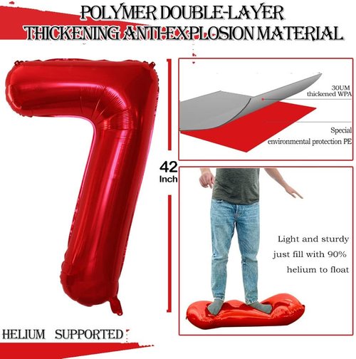 GOER Jumbo 27th Birthday Balloons - 42 Inch Red Foil Helium Decorations | Perfect for 27th & 72nd Celebrations