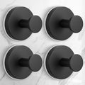 Skiennix Large Suction Cup Hooks - Reusable No-Drill Bathroom Towel Hooks | 4-Pack Matte Black