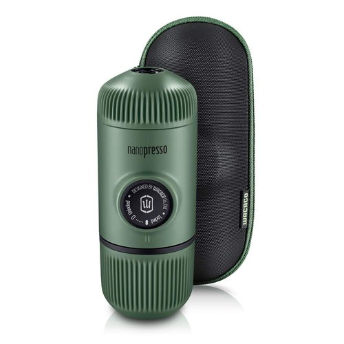 WACACO Nanopresso Portable Espresso Maker Bundled with Protective Case, Upgrade Version of Minipresso, Mini Travel Coffee Machine, Perfect for Camping, Travel and Office (Elements Moss Green)