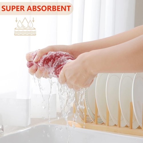 Homaxy 100% Cotton Dish Cloths - Ultra Soft & Absorbent Quick-Drying Towels | 12x12 Inches, 6-Pack, Brick Red
