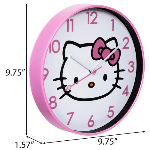 Hobby Lobby Hello Kitty Wall Clock, 9.75 Inches, Round, Pink Border & Numbers, Clear Panel, Plastic