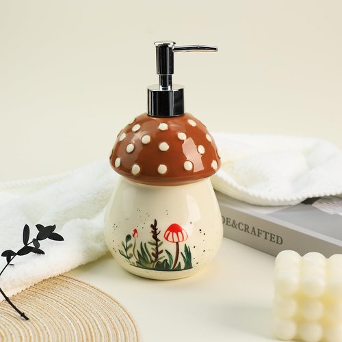 Colias Wing Retro Mushroom Soap Dispenser with Plastic Pump, Refillable Lotion Soap Bottle, Lotion Bottle, Hand Soap Dispenser, Home Decoration