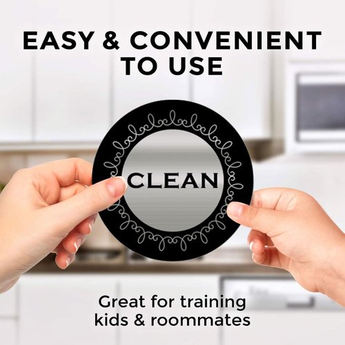 Clean Dirty Magnet for Dishwasher,Silver Brushed Dishwasher Clean Dirty Sign for Kitchen Organization and Storage (Round)