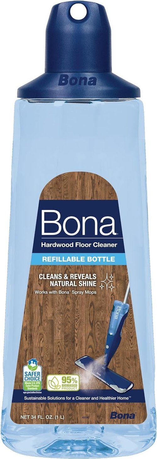Bona Hardwood Floor Cleaner - Refillable 34 fl oz Unscented Cartridge | Residue-Free Solution for Wood Floors