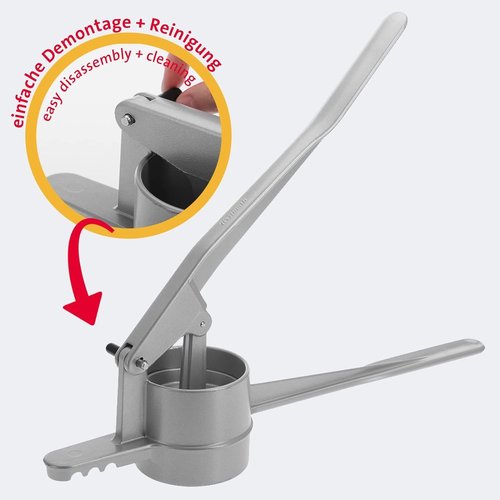 Westmark Spätzle & Potato Ricer – Heavy Duty Potato Ricer for Mashed Potatoes, Traditional German Noodle Press for Thin Spaetzle, Aluminum Cast Spätzle Maker, Silver