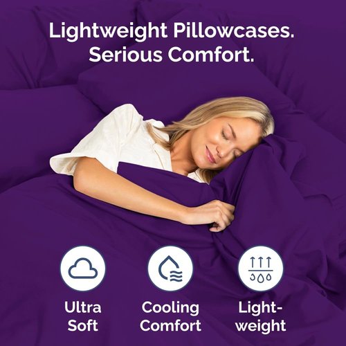 King Standard Pillow Cases - Soft Hotel Quality Pillowcase Covers | 4-Piece Set in Purple - Machine Washable