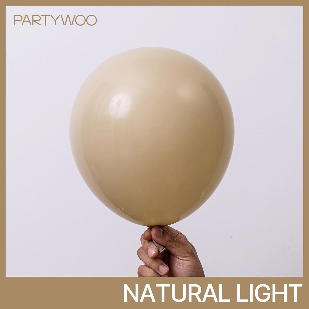PartyWoo Cream Balloons - 120 Pcs in Beige, Ivory, and Nude for Boho Fall Party Decor | 5-18 Inch Sizes
