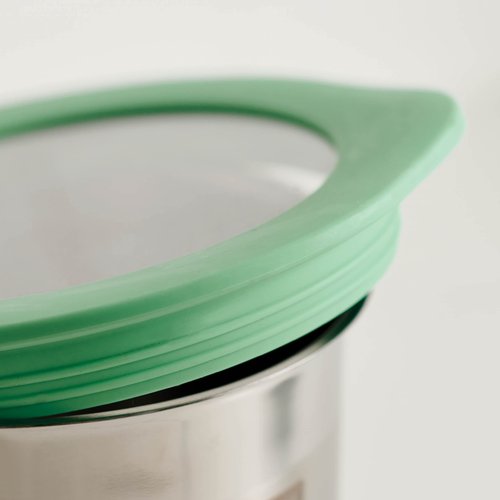 Tramontina 4-Piece Food Storage Containers with Silicone Lids, Stainless Steel Reusable Canister Set, Kitchen Pantry Organizer for Oats, Flour, Cereal, Sugar, Snacks (Mint Green)