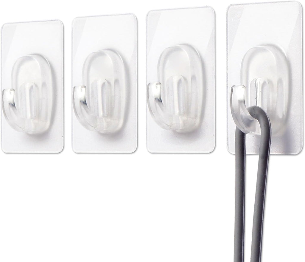 Skiennix 27 Pack Small Adhesive Wall Hooks - Clear Mini Hooks for Damage-Free Hanging Decorations & Cables