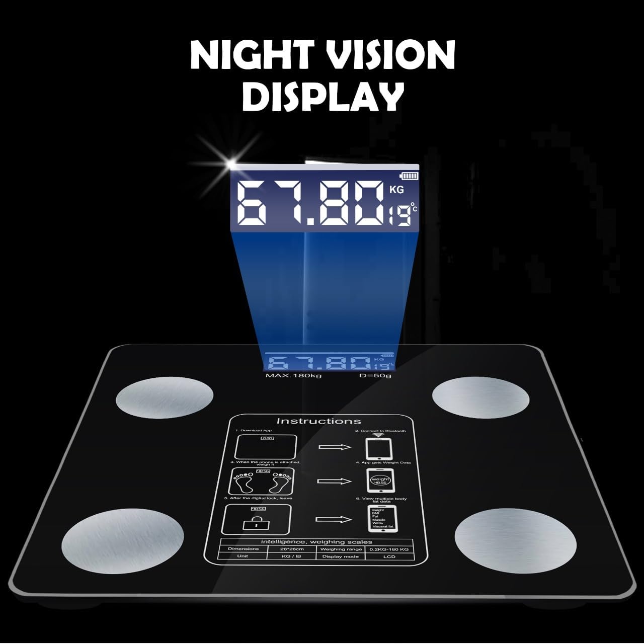 Smart Scale for Body Weight, Digital Bathroom Weighing Scale with Smart Sync App, BMI, Body Fat, Muscle Mass, Accurate Bluetooth Home User Health Equipment