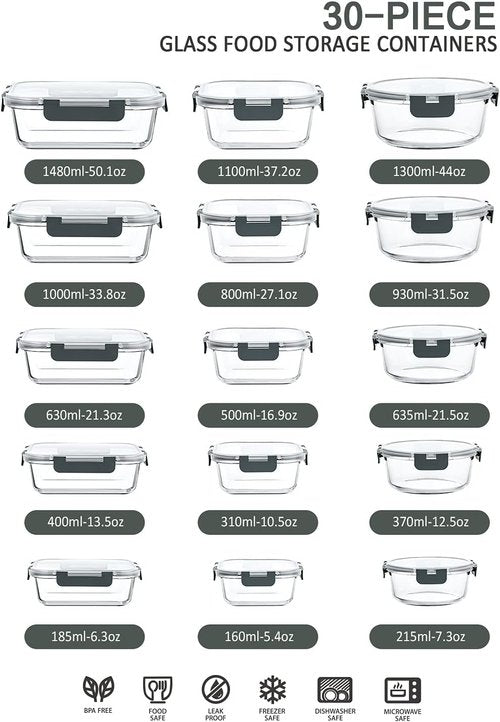 MCIRCO Glass Baking Dish Set - 8 Pcs with Lids | Versatile Food Storage Containers for Oven, Microwave, Dishwasher