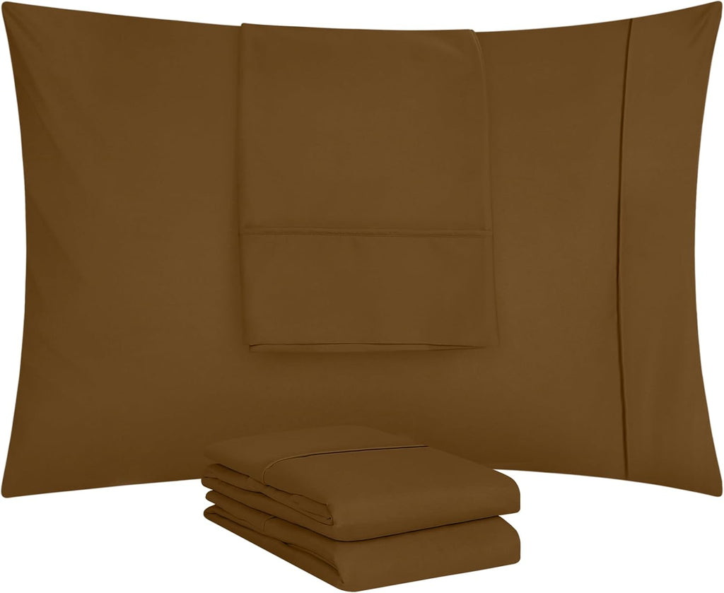 Utopia Bedding Standard Pillow Cases - Soft Brushed Microfiber - 4 Pack | Fade Resistant 20 x 26 Inches (Mocha)