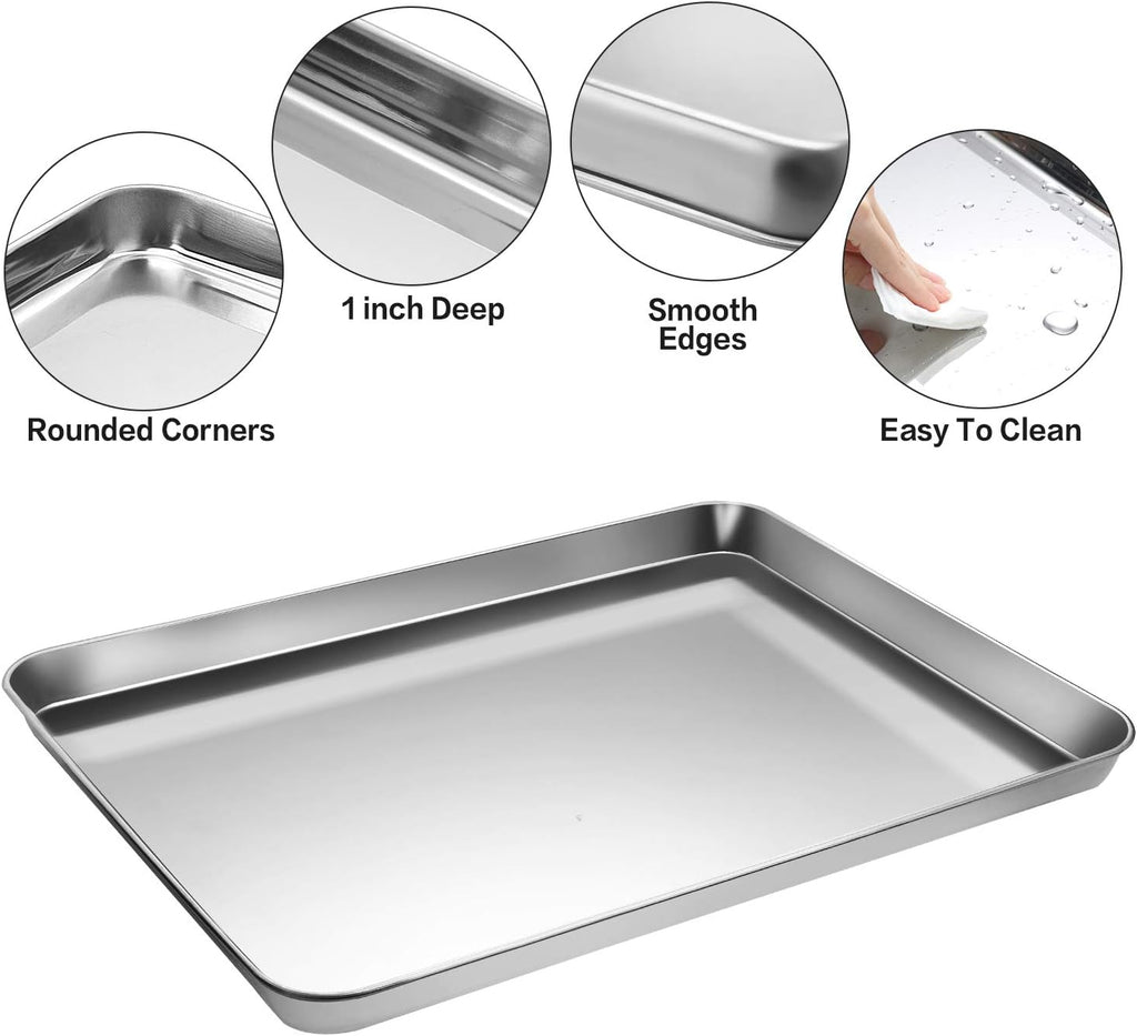 Skiennix Stainless Steel Baking Sheet Set - 3 Trays, 3 Racks & 3 Silicone Mats - Easy Clean, 10/12/16 Inch