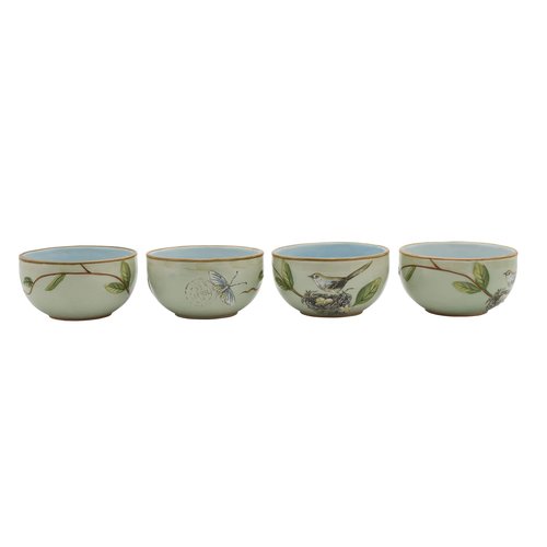 Fitz & Floyd Fitz and Floyd Toulouse Small Fruit Bowls, Set of 4, 5-Inch, Green
