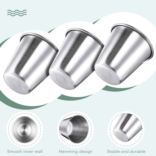 100 Pieces 1.5 oz Metal Ramekins Dipping Sauce Cups Stainless Steel Condiment Cups Small Metal Ramekins for Kitchen Restaurant Camping BBQ Party Seafood