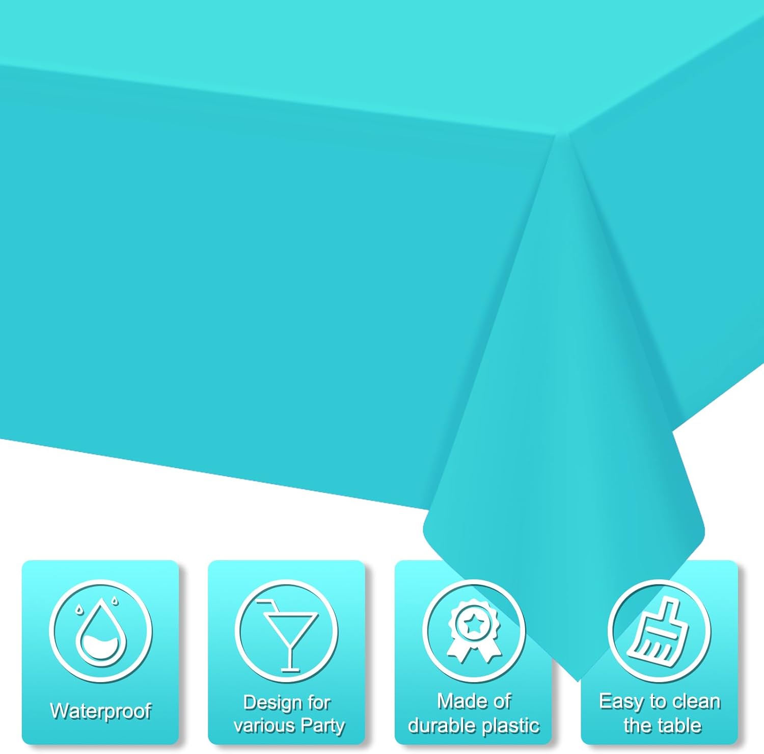 Ocean Theme Tablecloths by [Brand Name] - 12 Pcs Disposable Light Blue Rectangle Covers | Perfect for Beach Parties, 54 x 108 Inch