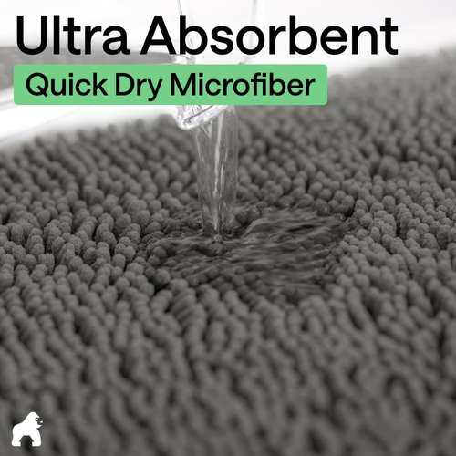 GORILLA GRIP Bath Rug Mat - Soft Absorbent Chenille | Quick-Dry Microfiber, 48x17 Charcoal
