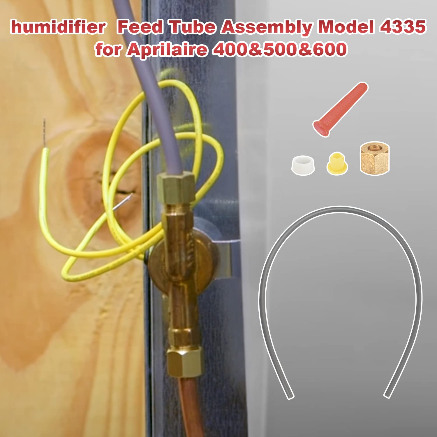 TNITRIB for Aprilaire 600 Humidifier Assembly-Feed Tube with Compression Sleeve and Nut (4335)&Included in-Line Strainer (4004)、Yellow Orifice (4231)