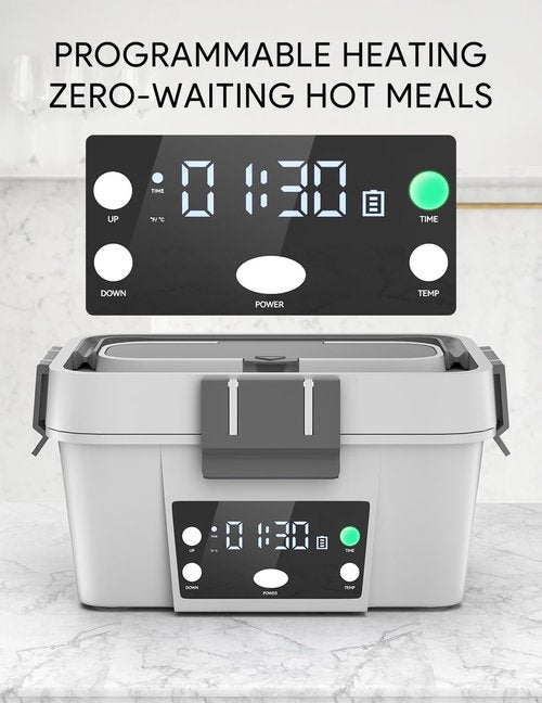 Cordless Electric Lunch Box for Work – 16000mAh Battery Powered Self Heating Food Warmer, 1.6L Portable Heated Lunchbox for Truck Drivers, Construction & Outdoor Use