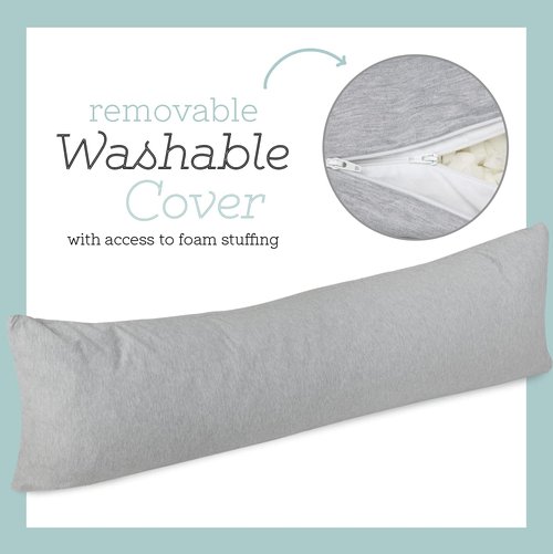 Milliard Full Body Pillow - Shredded Memory Foam with Washable Cover - Long, Hypoallergenic, Firm Hug Pillows for Side and Back Sleepers (54in, Cool Grey)