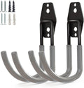 GeeWatom Garage Storage Hooks - Heavy-Duty Steel Wall Mount Tool Organizer - Large U Hooks (2 Pack) - Gray