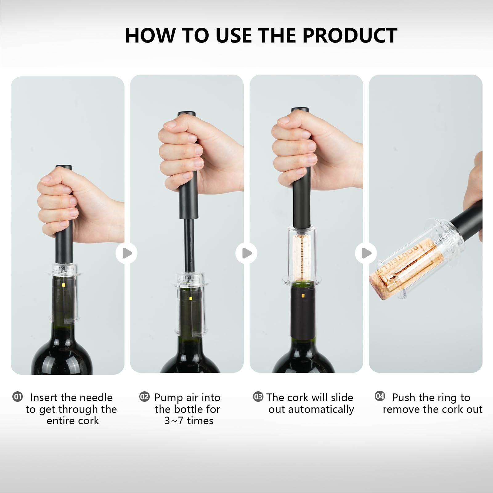Wine Air Pressure Pump Bottle Opener Set,Simple Wine Pump Cork Remover Corkscrew,Efficient Corkscrew Bottle Opener,Easy Screw Out Tool, Perfect Wine Gift For Wine Lovers. (2)