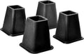 HOME IT Black Bed Risers - Heavy Duty 5 to 6-Inch Stackable Furniture Elevators | 4-Pack for Dorms & Home
