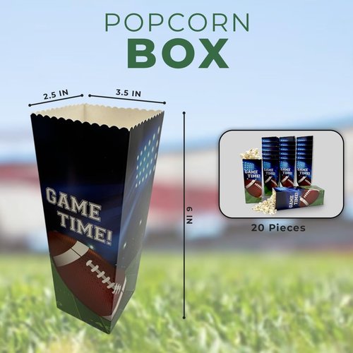 20 PCS Football Party Popcorn Boxes| Popcorn Buckets For Football Party, Birthdays, Tailgate Celebrations, Sport Events| Football theme Popcorn Container Holder | By Bashout