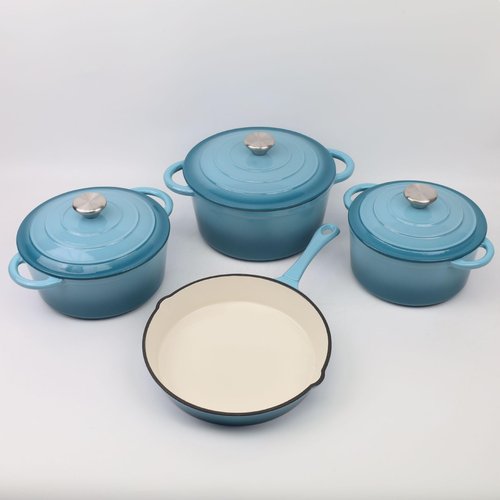 Maldira Enameled Cast Iron Skillet, Non Stick Fry Pan, Induction Compatible (Peacock Blue, 10 inch)