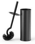 Cesun Toilet Brush and Holder Set - Curved Design Toilet Brush for Deep Cleaning Under Rim, 304 Stainless Steel Toilet Bowl Brush and Holder for Bathroom, Rv, Black(2 Replaceable Brush Head Included)