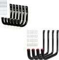 KURUI Heavy Duty Garage Hooks - 14Pcs J-Shape Carbon Steel & Plastic Wall Mount Storage | Black