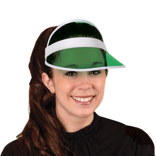 Beistle Clear Green Plastic Dealer’s Visors – 6 Pack, Translucent Las Vegas Casino-Style Hats with White Trim, Party Accessories for Casino, Poker, or Retro Themes