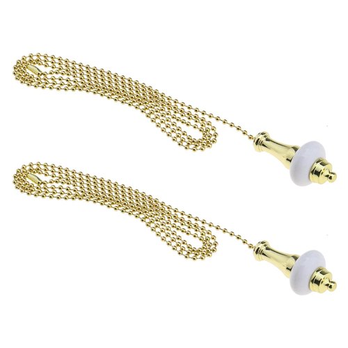 Create idea 2pcs Ceiling Light Fan Switch Pull Cord Weight Handle Chain Extension Beaded Stainless Steel Ceramic Gold 1m